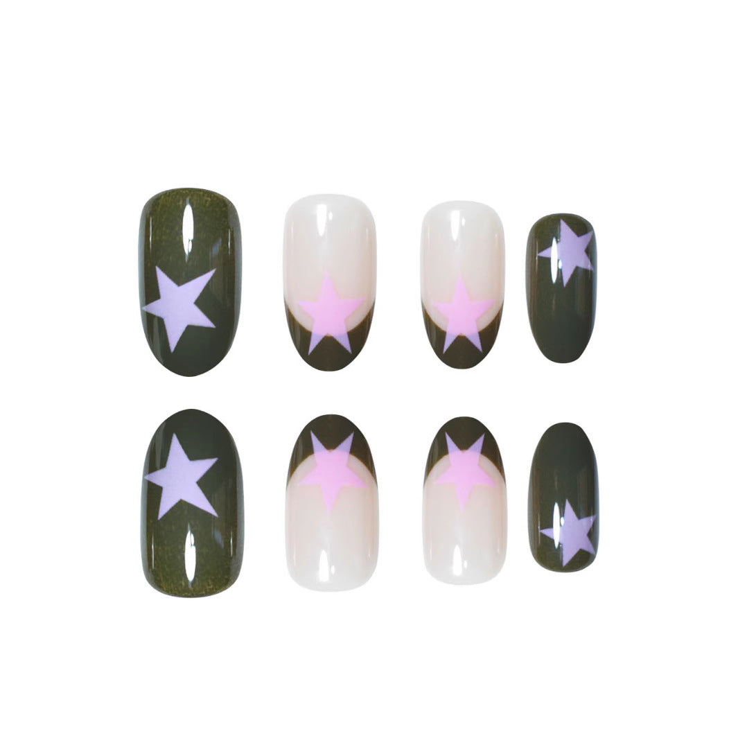 Star-Accented Creative Press-On Nail Set Bowlift