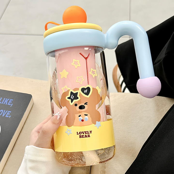 Women's water bottle with playful cat pattern Bowlift