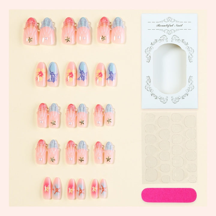 Artificial nail set with maritime motifs Bowlift