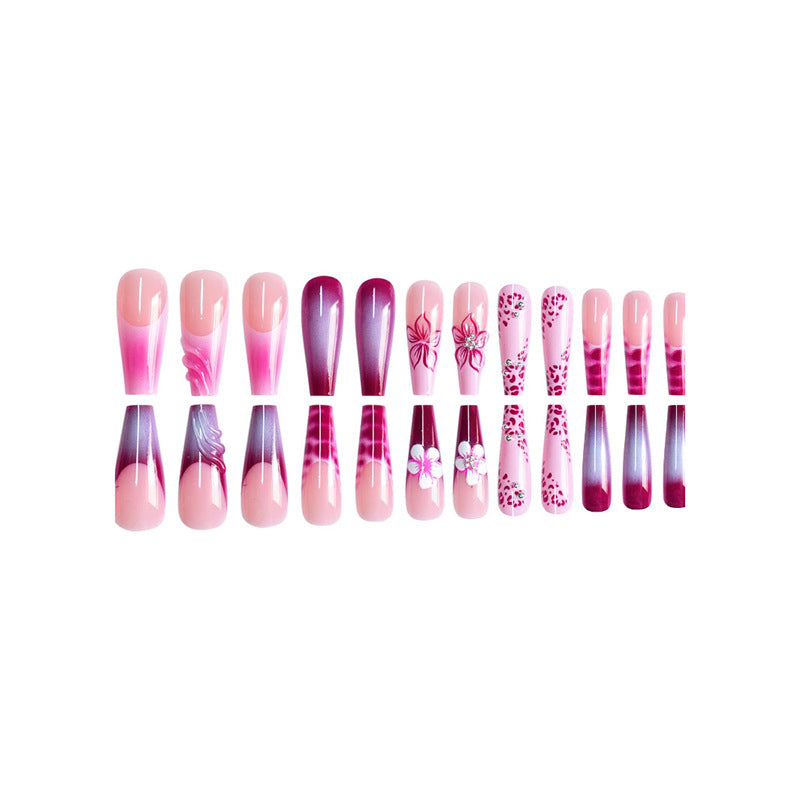 Artistic Floral and Gemstone Press-On Nails Bowlift