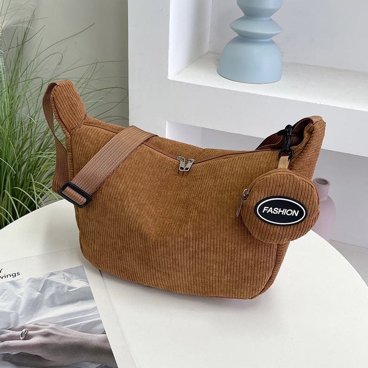 Casual Corduroy Crossbody Bag Bowlift