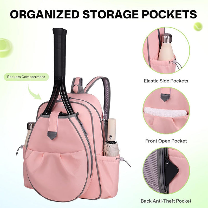 Sporty backpack for tennis with integrated shoe compartment and practical pockets Bowlift