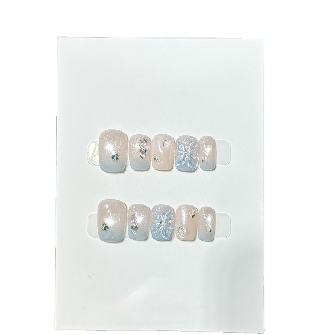 Decorative Press-On Nail Art Set with Crystal Accents Bowlift