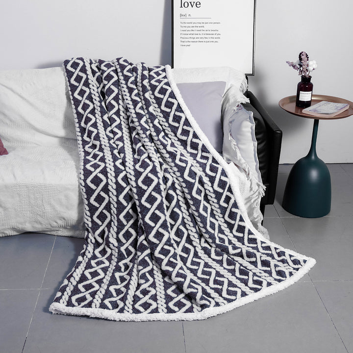 Women Cozy Reversible Blanket with Geometric Pattern Bowlift