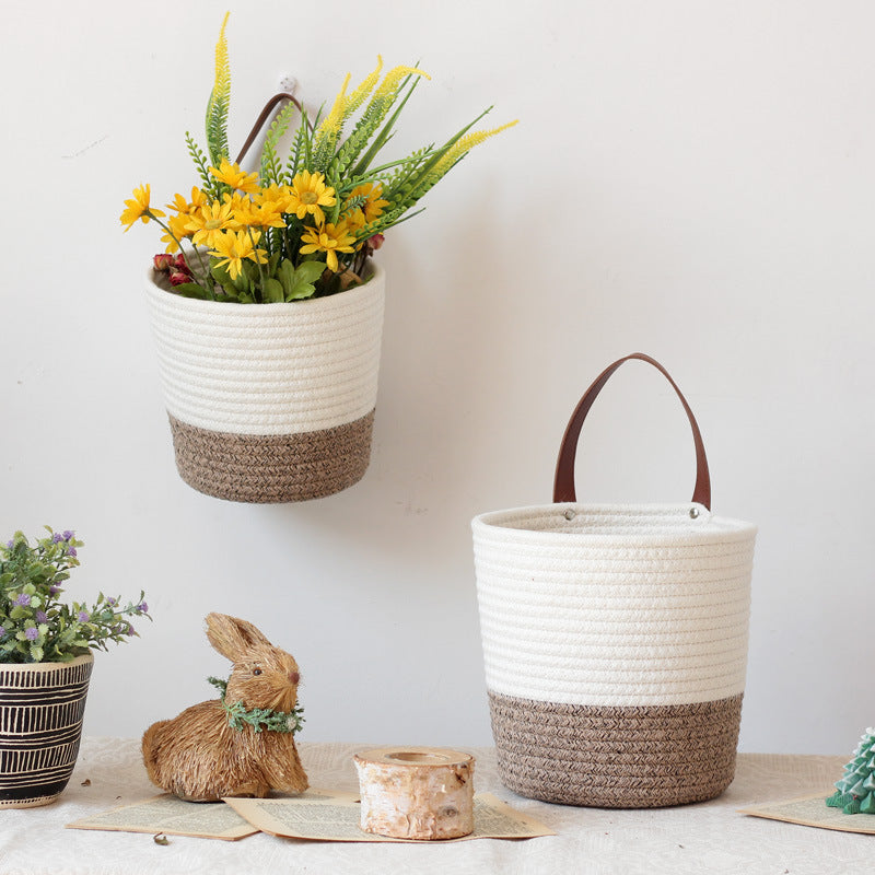 Decorative basket with leather handle Bowlift