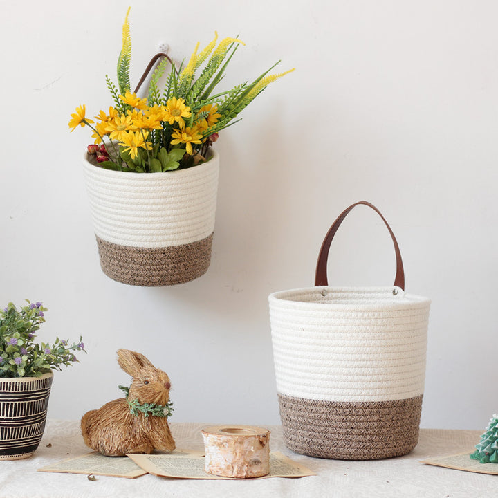 Decorative basket with leather handle Bowlift