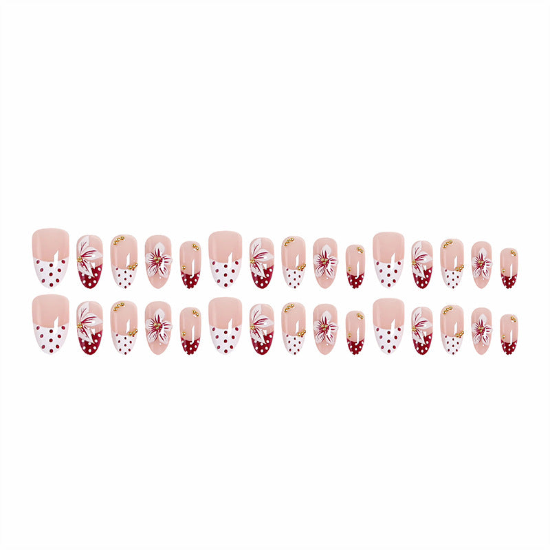 Artistic Nail Tips with Floral Decoration Bowlift