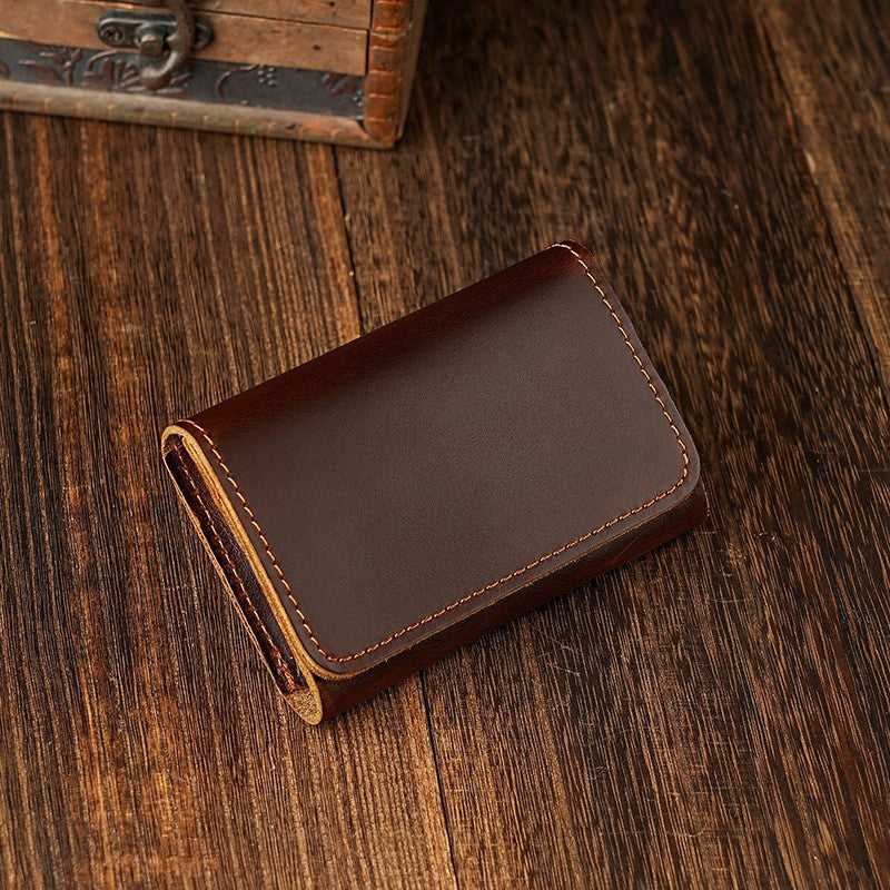 Compact full-grain leather bifold card wallet Bowlift
