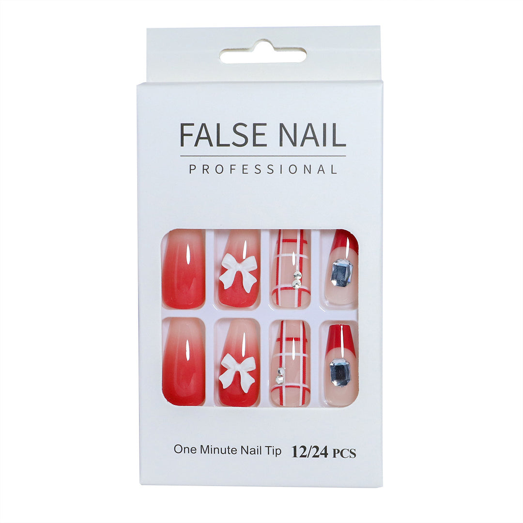 Decorative Press-On Nail Set with 3D Accents Bowlift