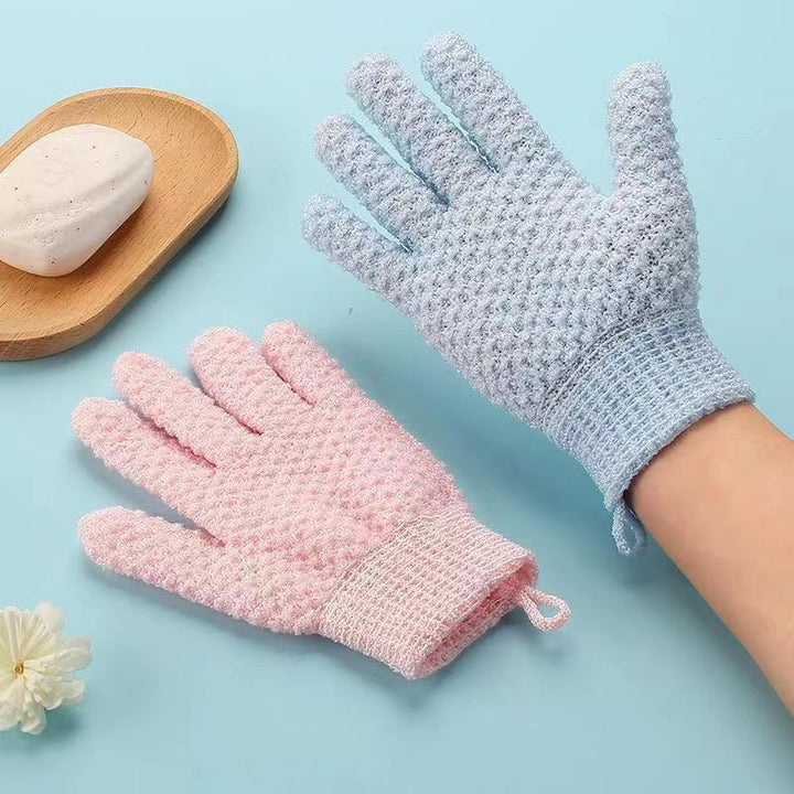 Exfoliating Bath Gloves with Deep Textured Scrub Surface and Elastic Wrist Bowlift