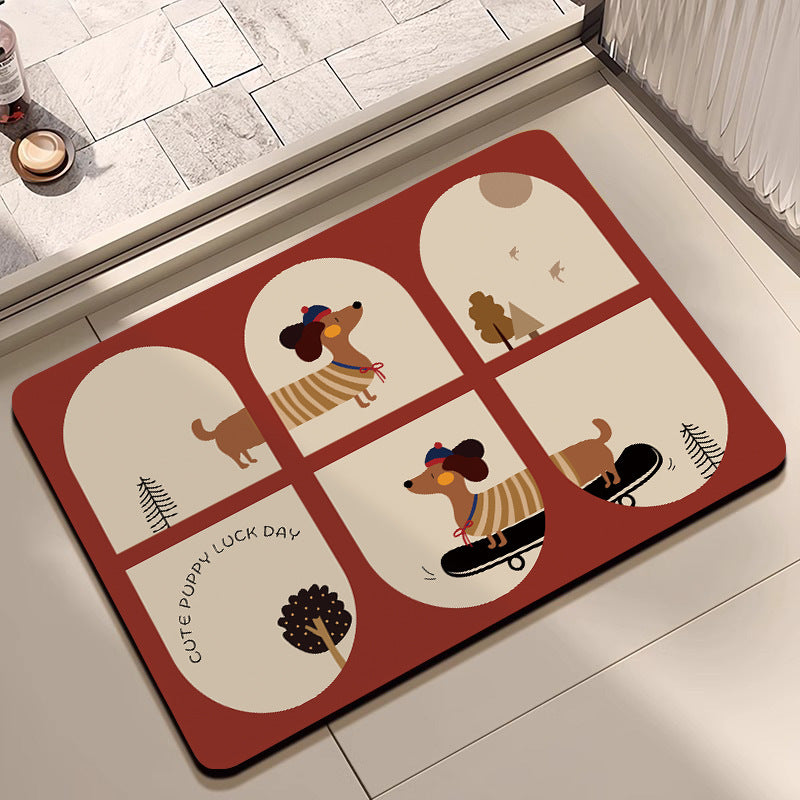 Decorative Floral Print Bath Mat Bowlift