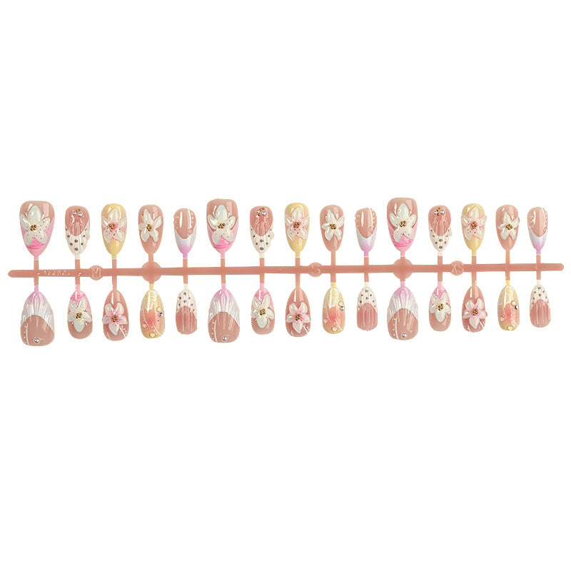 Decorative Floral Press-On Nails Art Set Bowlift