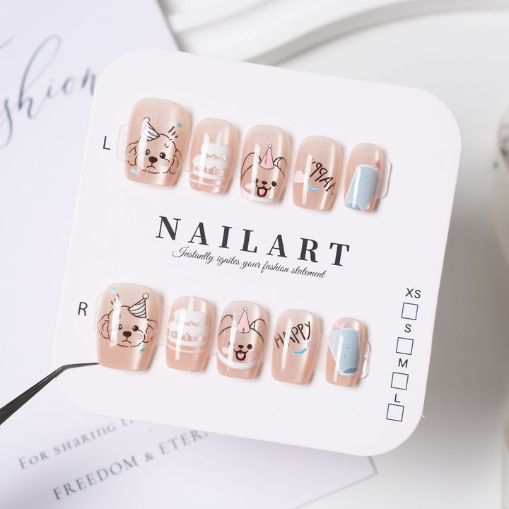 Elegant Press-On Nail Set with Glossy Finish Bowlift