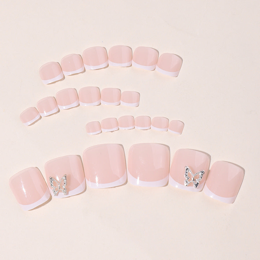 Elegant Decorative Press-On Nail Set with Butterfly Accents Bowlift