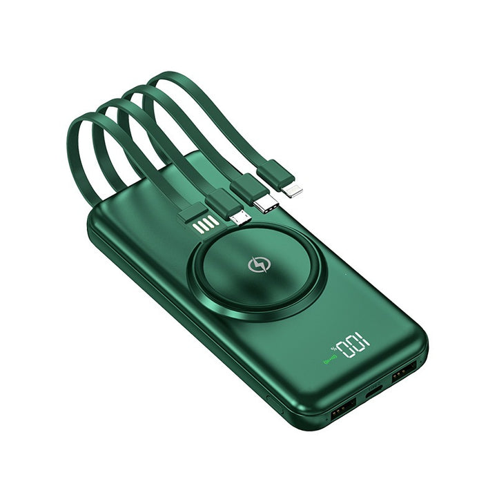 Portable power bank with intelligent charging technology and integrated cable system Bowlift