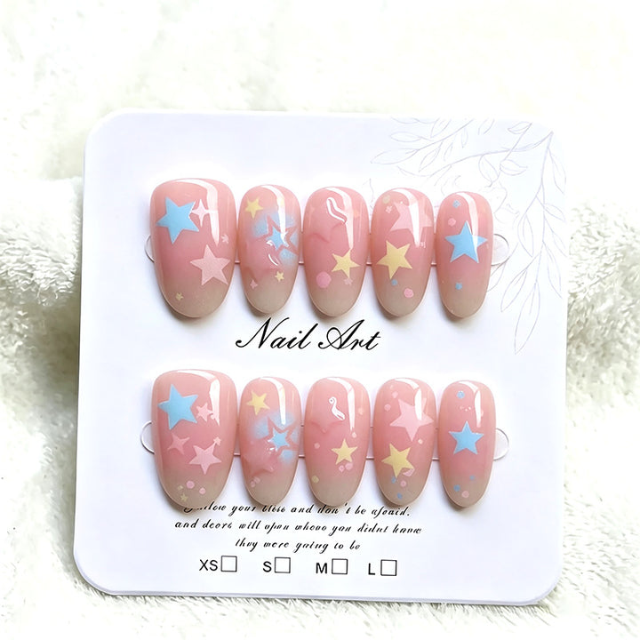Whimsical Star-Themed Press-On Nail Set Bowlift