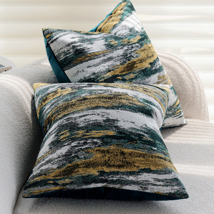 Decorative cushion cover with abstract brushstroke jacquard and concealed zipper Bowlift