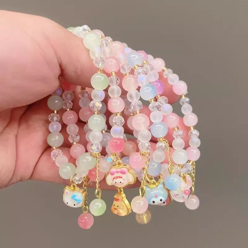 Playful bracelet with colorful glass beads and pendant Bowlift