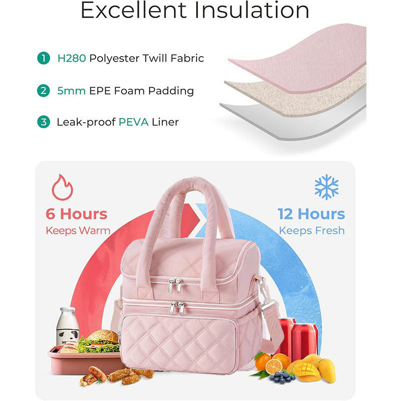 Stylish Quilted Insulated Lunch Tote Bowlift