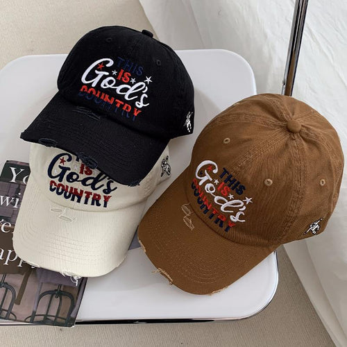 Men's Distressed Embroidered Baseball Cap Bowlift