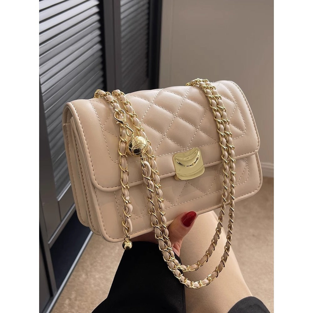 Quilted Chain-Detail Crossbody Purse Bowlift