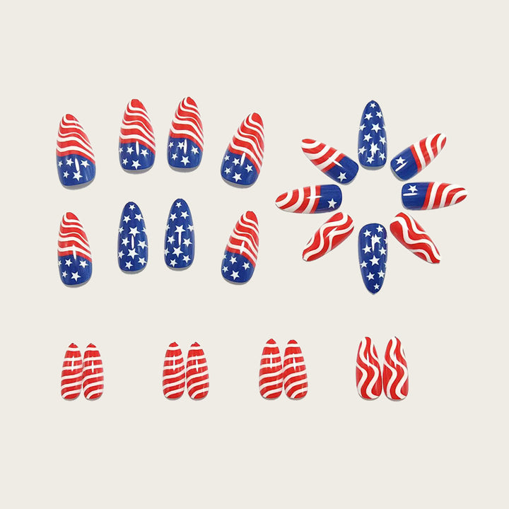 Artificial Nails in Patriotic Waves and Stars Design Bowlift