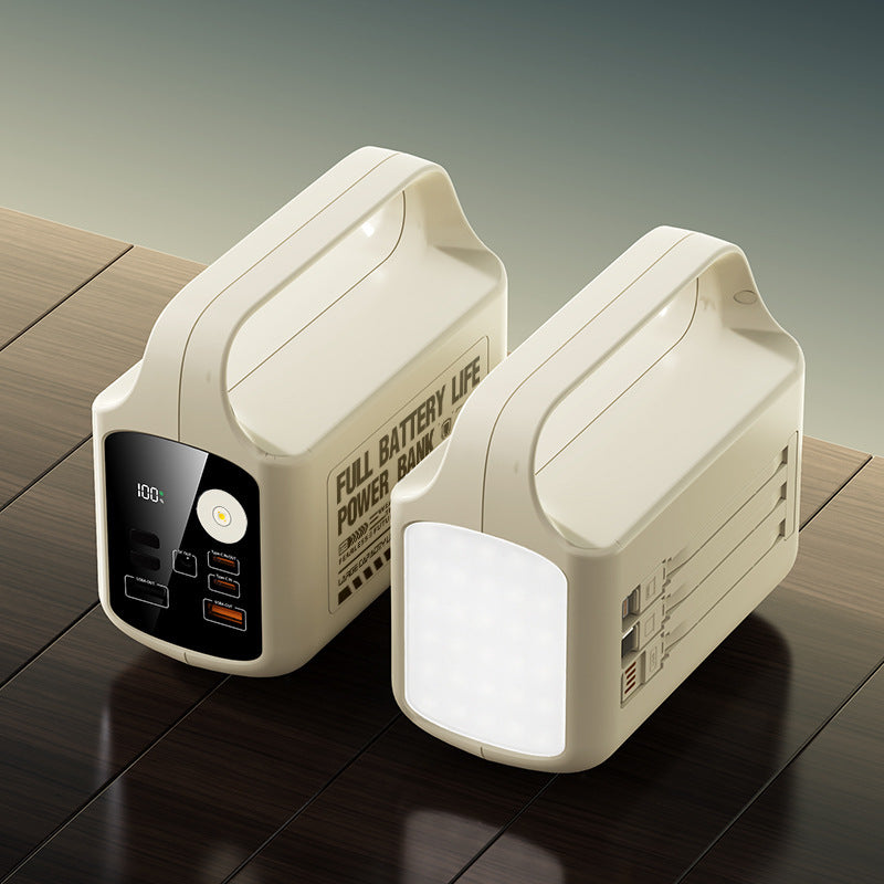 Portable power bank with integrated LED lighting and high capacity Bowlift