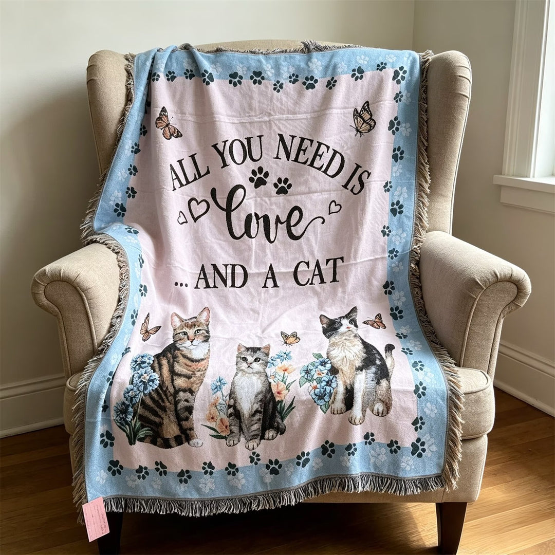 Cat-Themed Cozy Throw Blanket