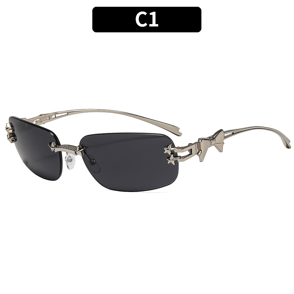 Fashionable Shield Sunglasses with Decorative Star Accents