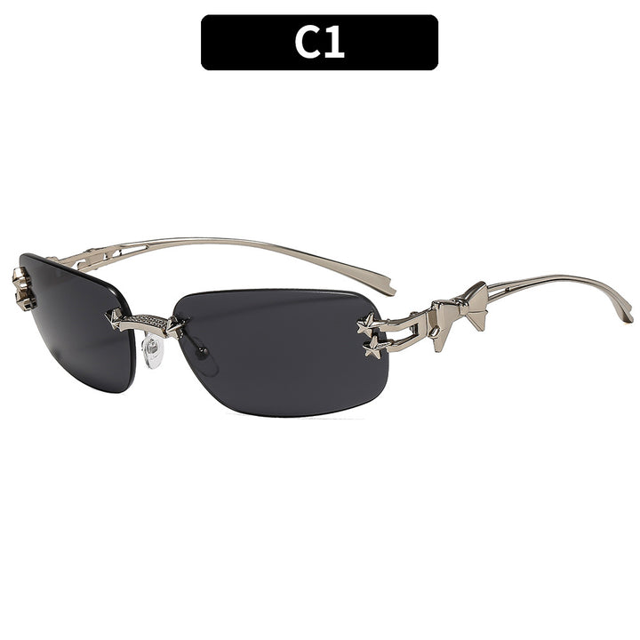 Fashionable Shield Sunglasses with Decorative Star Accents