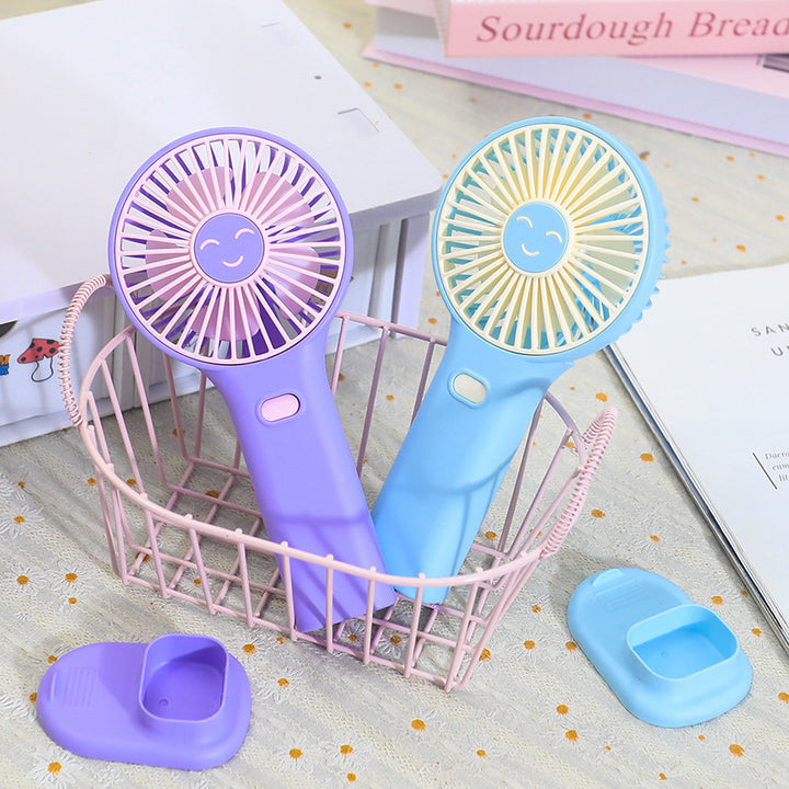 Ladies Portable Hand Fan with Smiling Face and USB Charging Function Bowlift