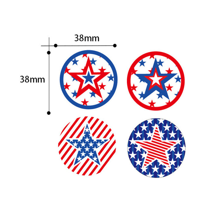 Independence Day adhesive round star sticker roll for party favors and labels Bowlift