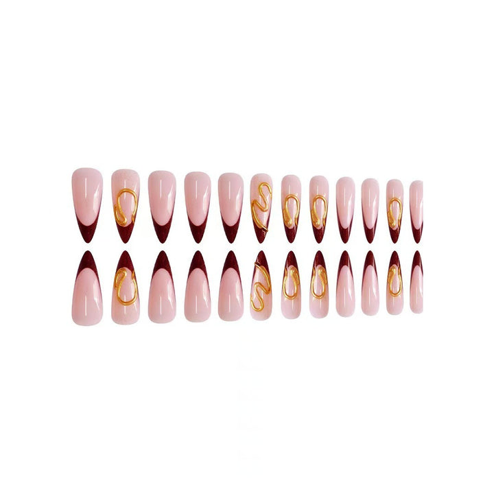 Artistic Stiletto Nail Extensions with Abstract Design Bowlift