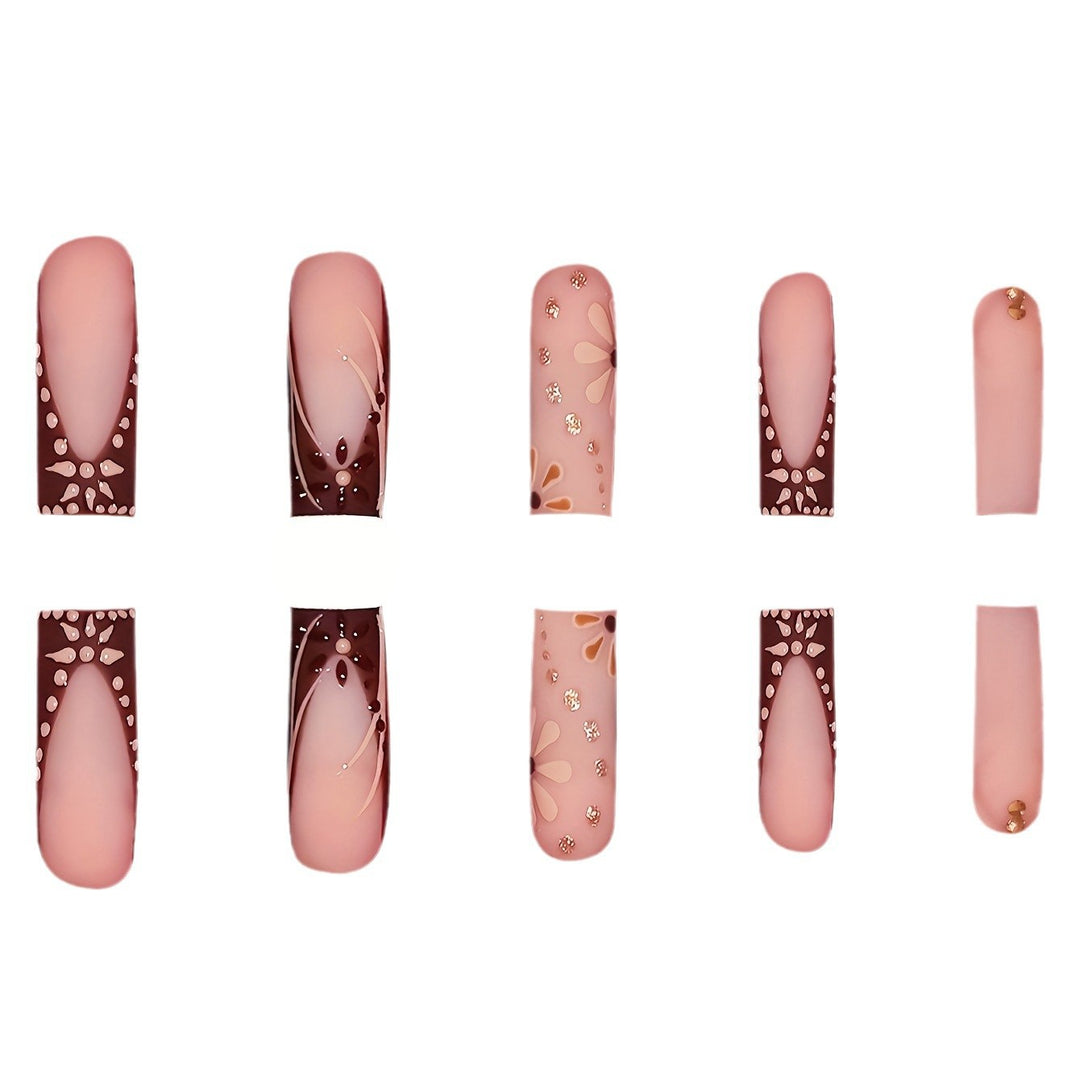 Detailed Floral Art Press-On Nails Bowlift