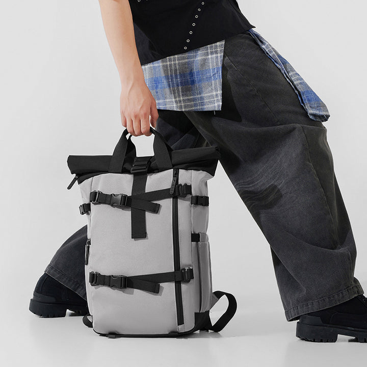 Backpack with roll closure and durable materials Bowlift