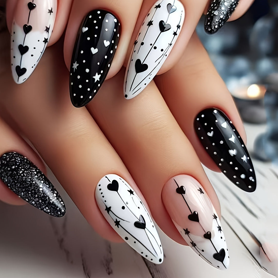 Artistic Heart and Star Nail Art Bowlift