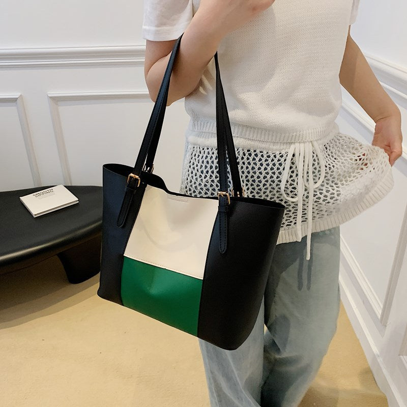Versatile Color Block Tote Bag Bowlift