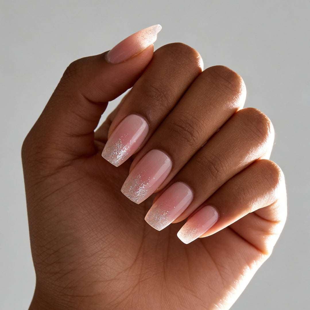 Long Glittered Ombre Press-On Nails Bowlift