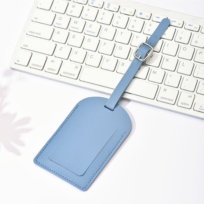 Leather Luggage Tag with Adjustable Buckle and Hidden ID Card Pocket Bowlift
