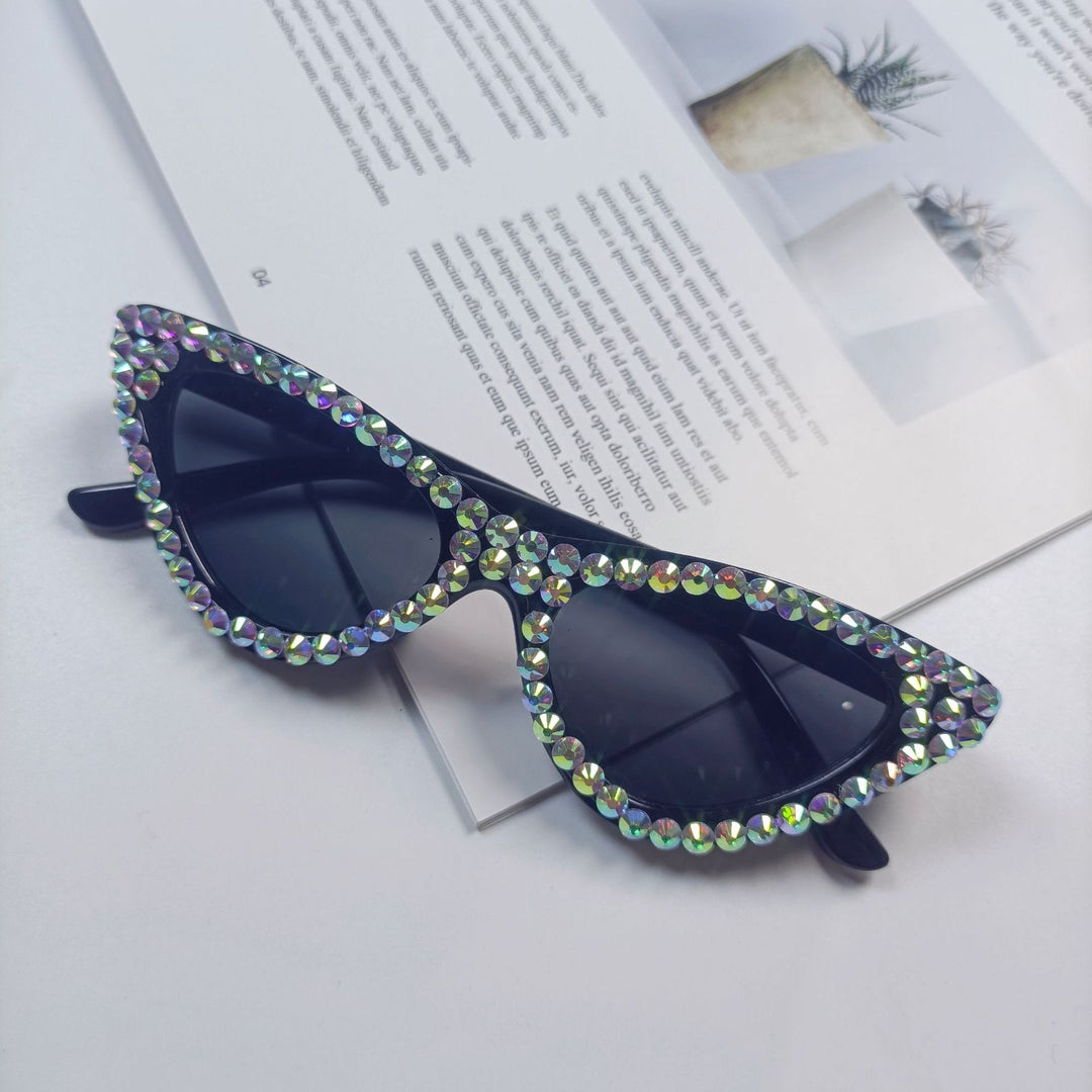 Women's Cat-Eye Sunglasses with Sparkling Crystal Trimming Bowlift