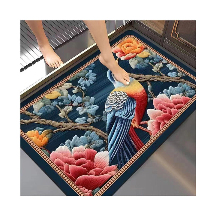 Floral-Embossed Memory Foam Bath Mat Bowlift