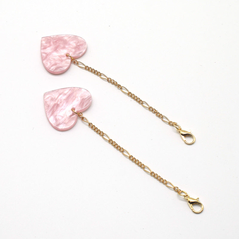 Heart-Shaped Dangle Earrings with Golden Chain Bowlift