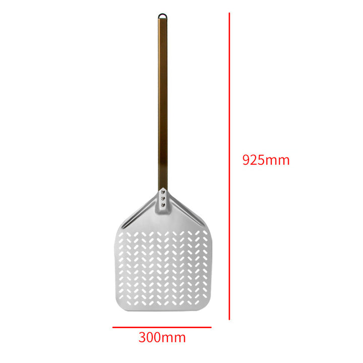 perforated aluminum pizza peel with long ergonomic reinforced handle Bowlift
