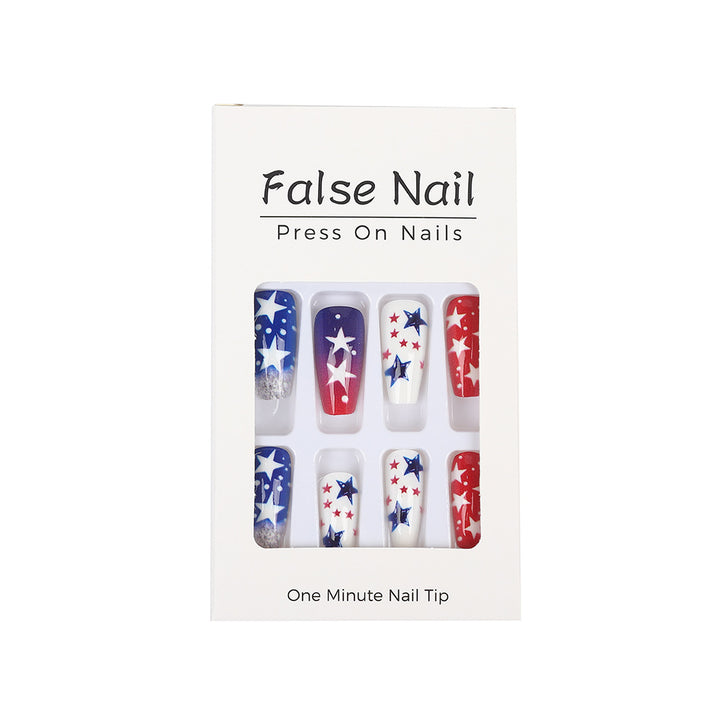 Artificial nails set with patriotic star designs Bowlift