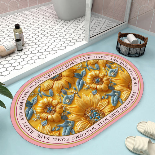 Floral Design Bath Mat Bowlift