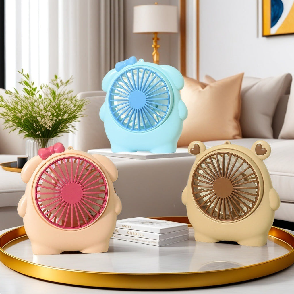 Women's Portable Mini Hand Fan with Animal Ears and USB Charging Function Bowlift