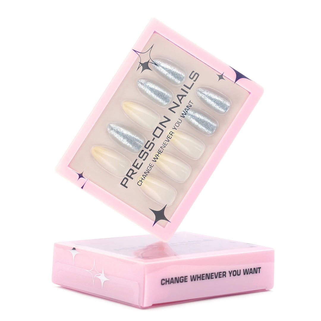 Artificial press-on nails with high-quality glitter accents Bowlift