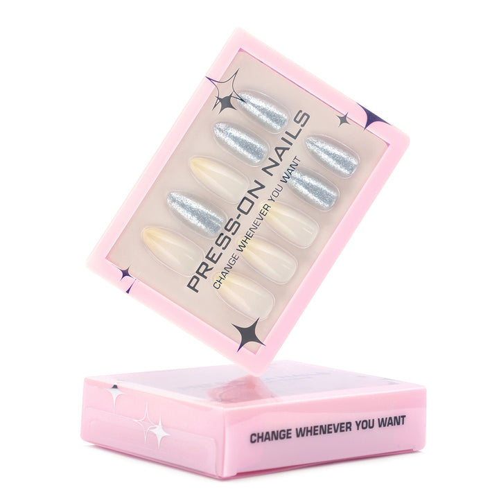 Artificial press-on nails with high-quality glitter accents Bowlift