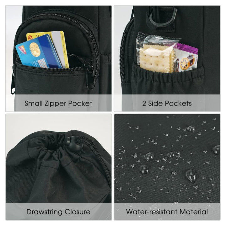 Insulated drinking bottle carrying bag with external compartment Bowlift