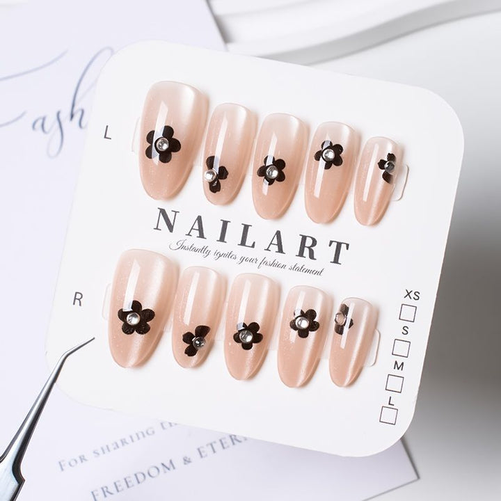 Artistic Press-On Nail Set with Cute Character Designs Bowlift